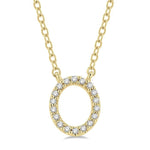 Load image into Gallery viewer, 1/20 Ctw Initial 'O' Round Cut Diamond Pendant With Chain in 14K Yellow Gold