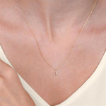 Load image into Gallery viewer, 1/20 Ctw Initial 'O' Round Cut Diamond Pendant With Chain in 14K Yellow Gold