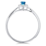 Load image into Gallery viewer, 5x3 MM Oval Shape Blue Topaz and 1/20 Ctw Round Cut Diamond Halo Semi-Precious Ring in 14K White Gold