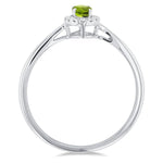 Load image into Gallery viewer, 5x3 MM Oval Shape Peridot and 1/20 Ctw Round Cut Diamond Halo Semi-Precious Ring in 14K White Gold