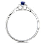Load image into Gallery viewer, 5x3 MM Oval Shape Sapphire and 1/20 Ctw Round Cut Diamond Halo Precious Ring in 14K White Gold