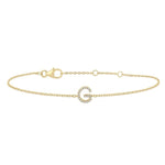Load image into Gallery viewer, 1/20 Ctw Initial 'G' Round Cut Diamond Bracelet in 10K Yellow Gold