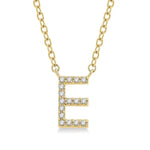Load image into Gallery viewer, 1/20 Ctw Initial 'E' Round cut Diamond Pendant With Chain in 14K Yellow Gold