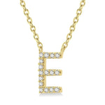 Load image into Gallery viewer, 1/20 Ctw Initial 'E' Round cut Diamond Pendant With Chain in 14K Yellow Gold