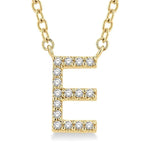 Load image into Gallery viewer, 1/20 Ctw Initial 'E' Round cut Diamond Pendant With Chain in 14K Yellow Gold