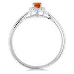 Load image into Gallery viewer, 5x3 MM Oval Shape Citrine and 1/20 Ctw Round Cut Diamond Halo Semi-Precious Ring in 14K White Gold