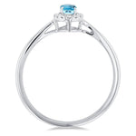 Load image into Gallery viewer, 5x3 MM Oval Shape Aquamarine and 1/20 Ctw Round Cut Diamond Halo Semi-Precious Ring in 14K White Gold