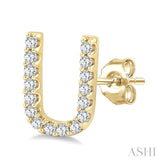 1/10 Ctw Initial 'U' Single Cut Diamond Earrings in 10K Yellow Gold