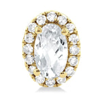 Load image into Gallery viewer, 5x3 MM Oval Shape White Topaz and 1/8 Ctw Round Cut Diamond Halo Semi-Precious Stud Earrings in 10K Yellow Gold