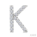 1/10 Ctw Initial 'K' Round Cut Diamond Earrings in 10K White Gold