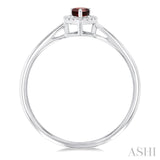 5x3 MM Pear Shape Garnet and 1/20 Ctw Single Cut Diamond Halo Semi-Precious Ring in 14K White Gold