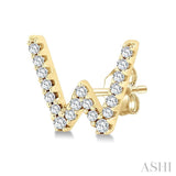 1/8 Ctw Initial 'W' Single Cut Diamond Earrings in 10K Yellow Gold
