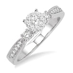 Load image into Gallery viewer, 1/3 Ctw Round Cut Diamond Lovebright Engagement Ring in 14K White Gold