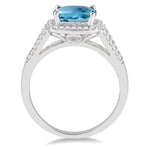 Load image into Gallery viewer, 8x8 MM Cushion Shape Aquamarine and 1/4 Ctw Round cut Diamond Ring in 10K White Gold