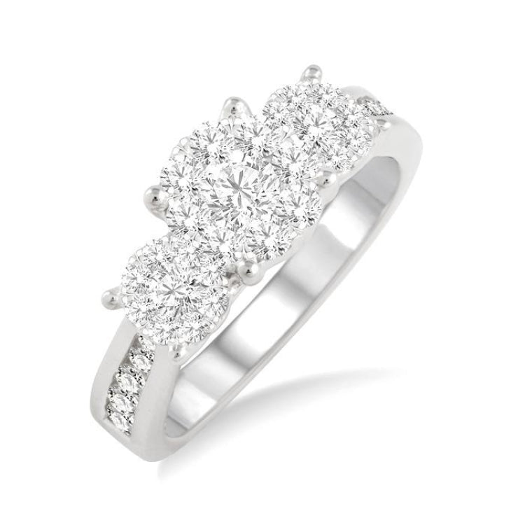 3/4 Ctw Lovebright Round Cut Diamond Ring in 14K White Gold