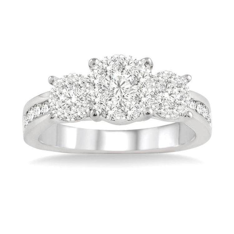3/4 Ctw Lovebright Round Cut Diamond Ring in 14K White Gold