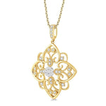 Load image into Gallery viewer, 1/3 Ctw Floral Heart Lovebright Round Cut Diamond Pendant With Chain in 14K Yellow and White Gold