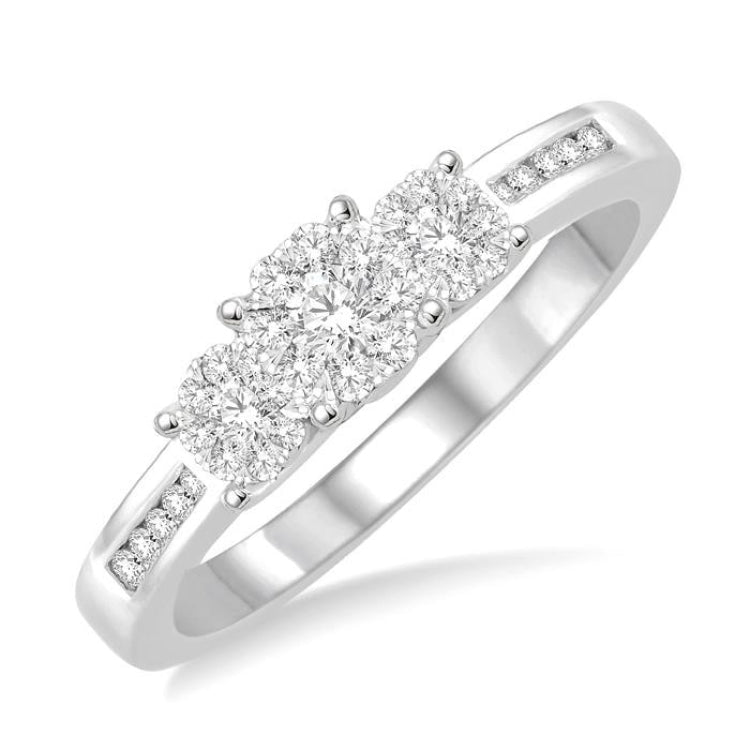 1/3 Ctw Round Cut Diamond Lovebright Ring in 14K White Gold