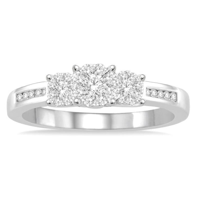 1/3 Ctw Round Cut Diamond Lovebright Ring in 14K White Gold