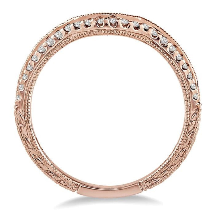 1/8 Ctw Round Cut Diamond Wedding Band in 14K Rose Gold