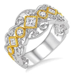 Load image into Gallery viewer, 1/2 Ctw Round and Princess Cut Diamond Fashion Band in 14K White and Yellow Gold