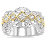 Load image into Gallery viewer, 1/2 Ctw Round and Princess Cut Diamond Fashion Band in 14K White and Yellow Gold