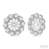 1 1/2 Ctw Round Cut Diamond Earrings Jacket in 14K White Gold