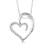 Load image into Gallery viewer, 1/10 Ctw Round Cut Diamond Heart Shape Pendant in 10K White Gold with Chain