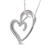 Load image into Gallery viewer, 1/10 Ctw Round Cut Diamond Heart Shape Pendant in 10K White Gold with Chain