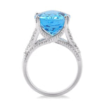 Load image into Gallery viewer, 16x12 MM Oval Cut Blue Topaz and 1/4 Ctw Round Cut Diamond Semi-Precious Ring in 14K White Gold