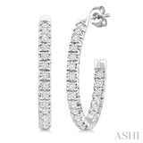 1/6 Ctw French Pave Set Round Cut Diamond Fashion Half Hoop Earring in 14K White Gold