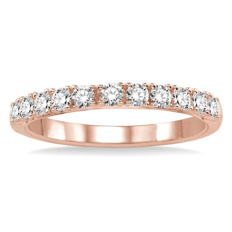1/2 Ctw Round Cut Diamond Wedding Band in 14K Rose Gold