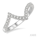 1/5 Ctw Chevron Shank Round Cut Diamond Wedding Band in 14K White Gold