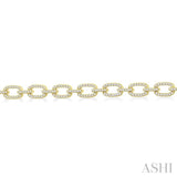 1 1/2 Ctw Round Cut Diamond Encrusted Link Paperclip Chain Bracelet in 14K Yellow Gold