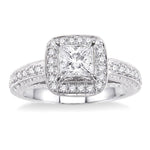 Load image into Gallery viewer, 1 1/10 Ctw Diamond Engagement Ring with 3/4 Ct Princess Cut Center Stone in 14K White Gold