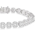 Load image into Gallery viewer, 7 Ctw Round Cut Diamond Lovebright Tennis Bracelet in 14K White Gold
