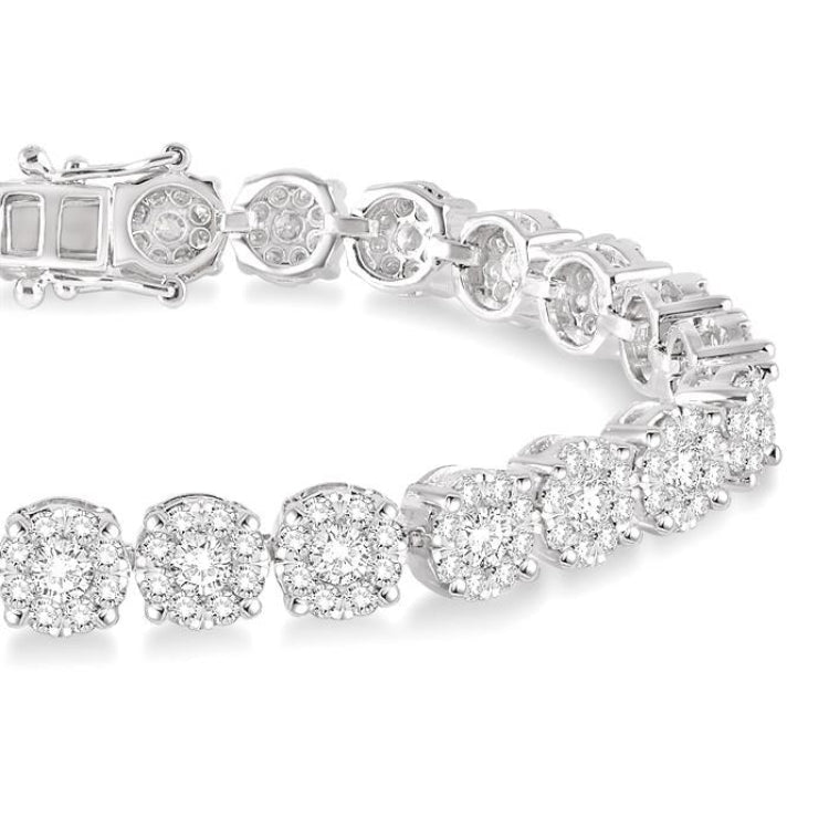 7 Ctw Round Cut Diamond Lovebright Tennis Bracelet in 14K White Gold