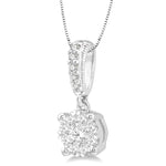 Load image into Gallery viewer, 1/4 Ctw Lovebright Round Cut Diamond Pendant in 14K White Gold with Chain