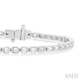 4 1/3 Ctw East-West Bezel Set Emerald Cut Diamond Tennis Bracelet in 14K White Gold