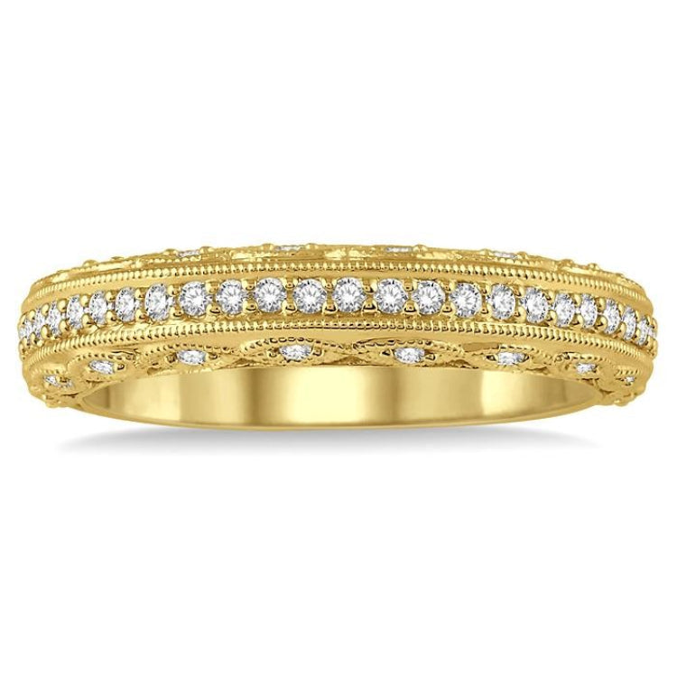 1/3 Ctw Round Cut Diamond Wedding Band in 14K Yellow Gold