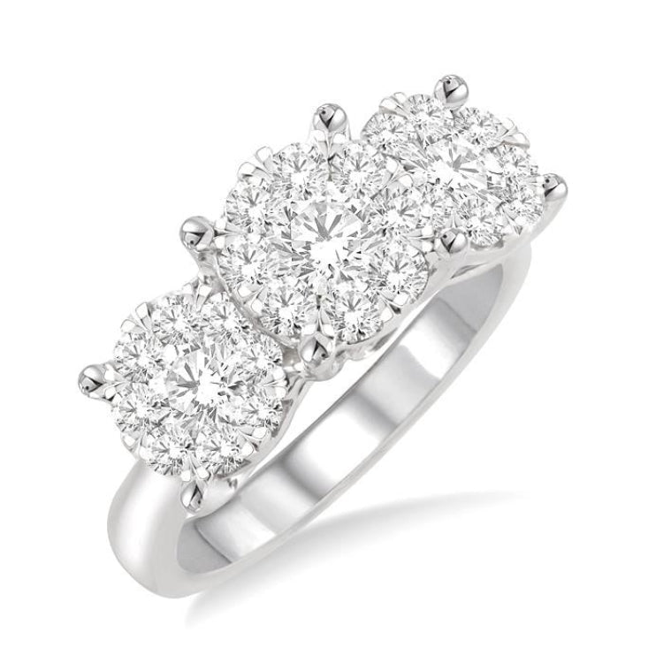 1 1/2 Ctw Lovebright Round Cut Diamond Ring in 14K White Gold