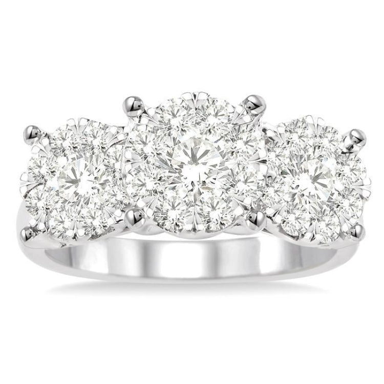 1 1/2 Ctw Lovebright Round Cut Diamond Ring in 14K White Gold