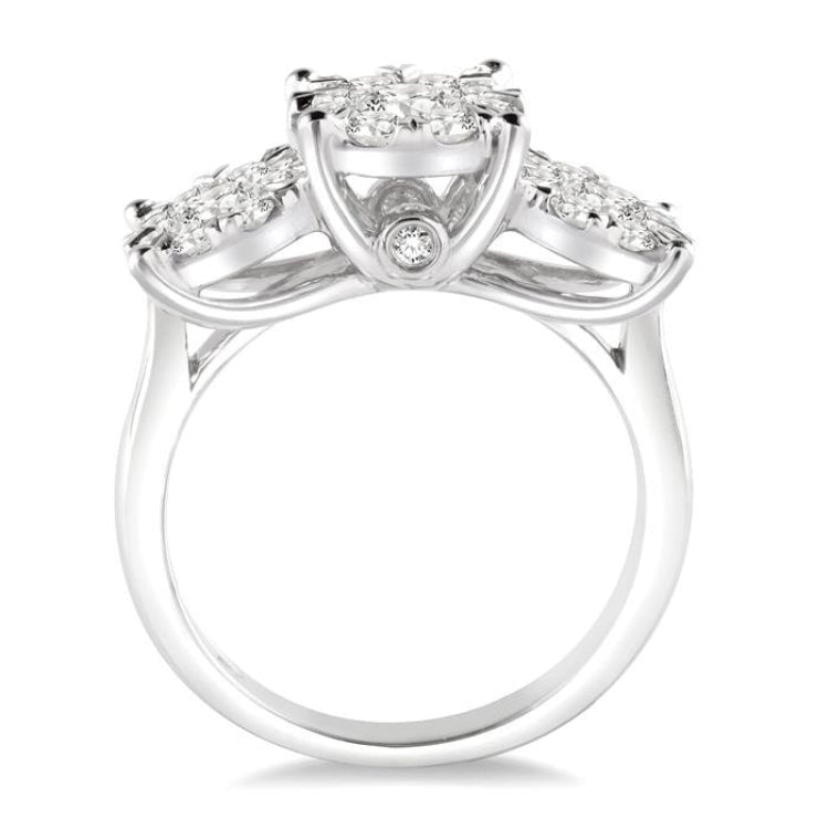 1 1/2 Ctw Lovebright Round Cut Diamond Ring in 14K White Gold