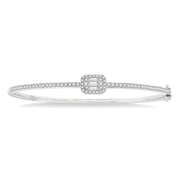 1 Ctw Emerald Shape Fusion Baguette and Round Cut Diamond Stackable Bangle in 14K White Gold