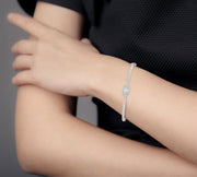 1 Ctw Emerald Shape Fusion Baguette and Round Cut Diamond Stackable Bangle in 14K White Gold