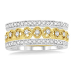 Load image into Gallery viewer, 1/2 Ctw Round Cut Diamond Triple Band Set in 14K white and yellow Gold