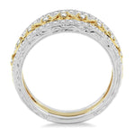 Load image into Gallery viewer, 1/2 Ctw Round Cut Diamond Triple Band Set in 14K white and yellow Gold