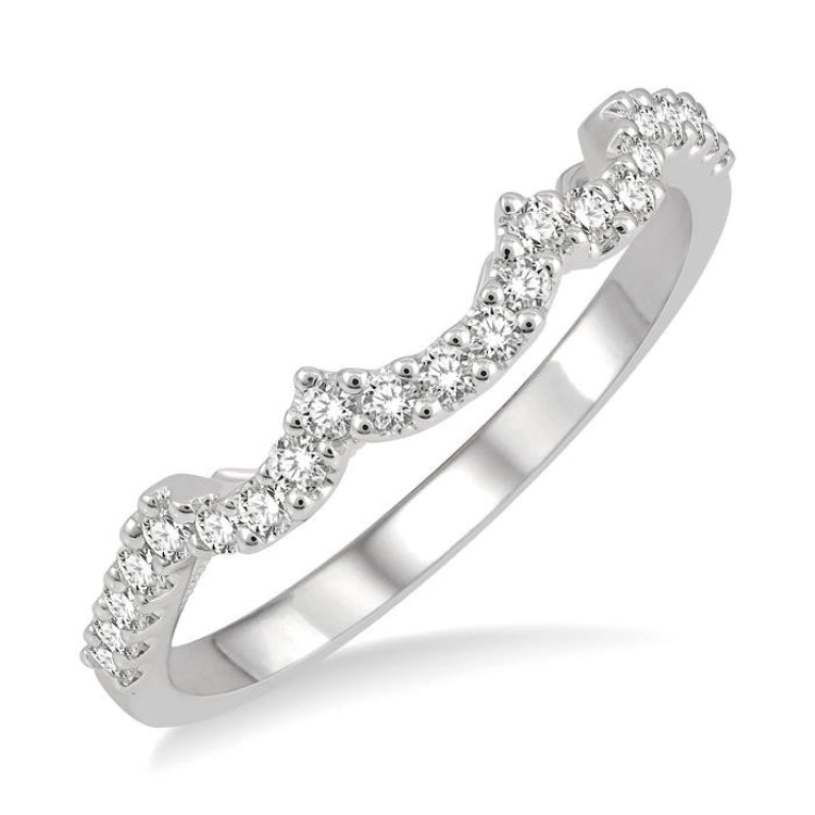1/4 Ctw Curvy Round Cut Diamond Wedding Band in 14K White Gold