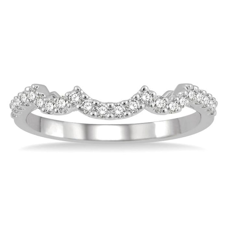 1/4 Ctw Curvy Round Cut Diamond Wedding Band in 14K White Gold