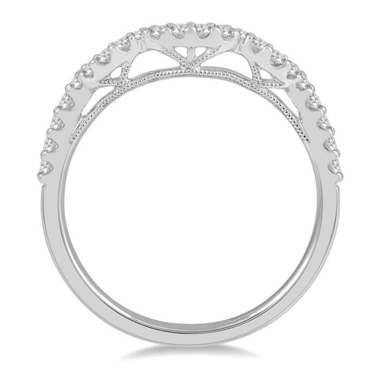 1/4 Ctw Curvy Round Cut Diamond Wedding Band in 14K White Gold